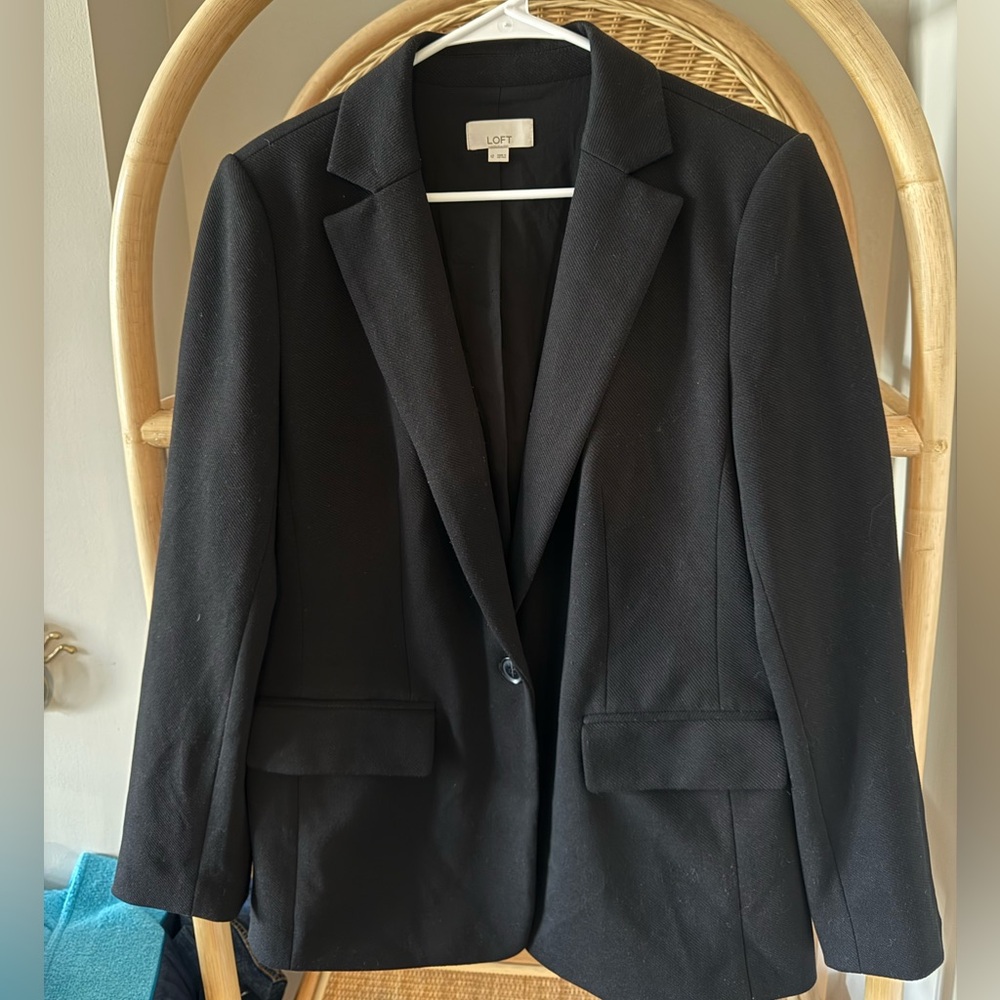 LOFT Black Tailored Single-Button Blazer - image 1